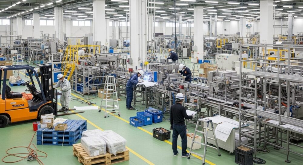 食品工場の製造ライン設置工事