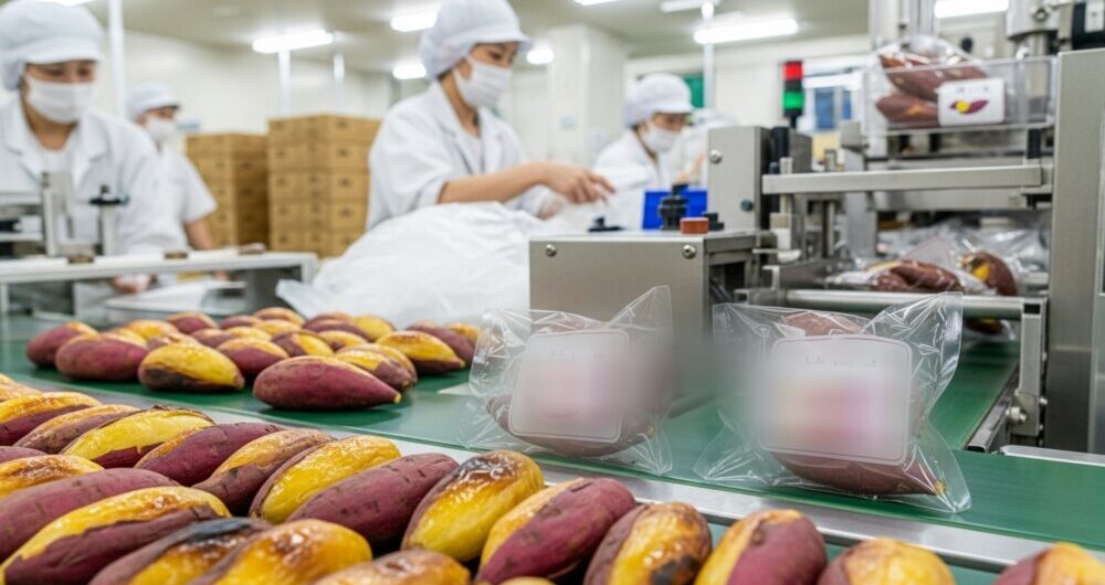食品工場 焼き芋の包装