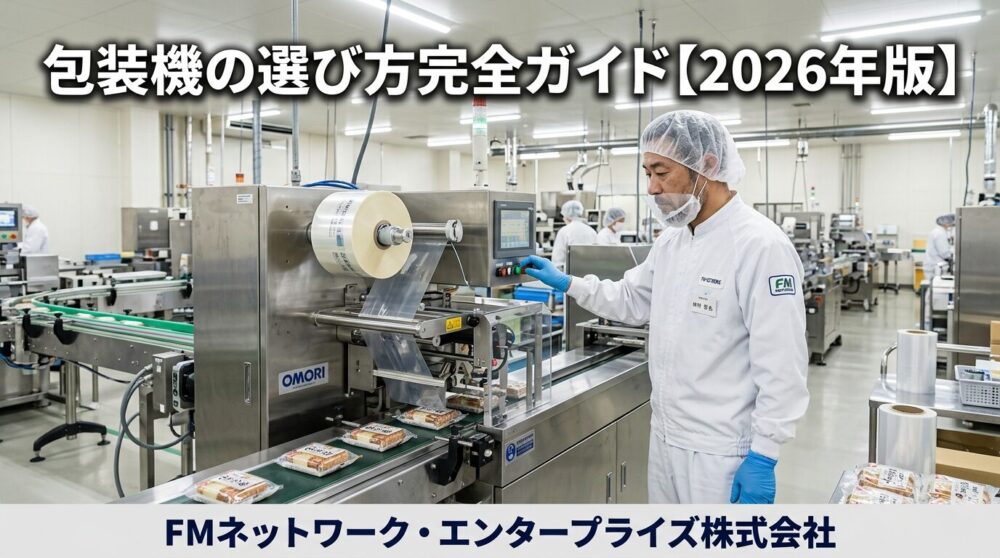 食品工場でピロー包装機を操作する工場担当者