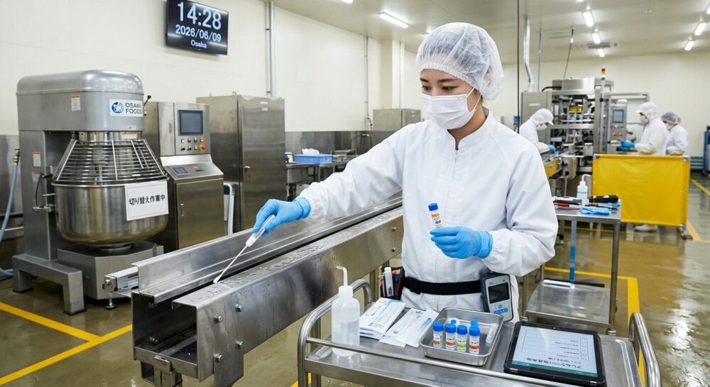 製造ライン切り替え後のアレルゲン検査