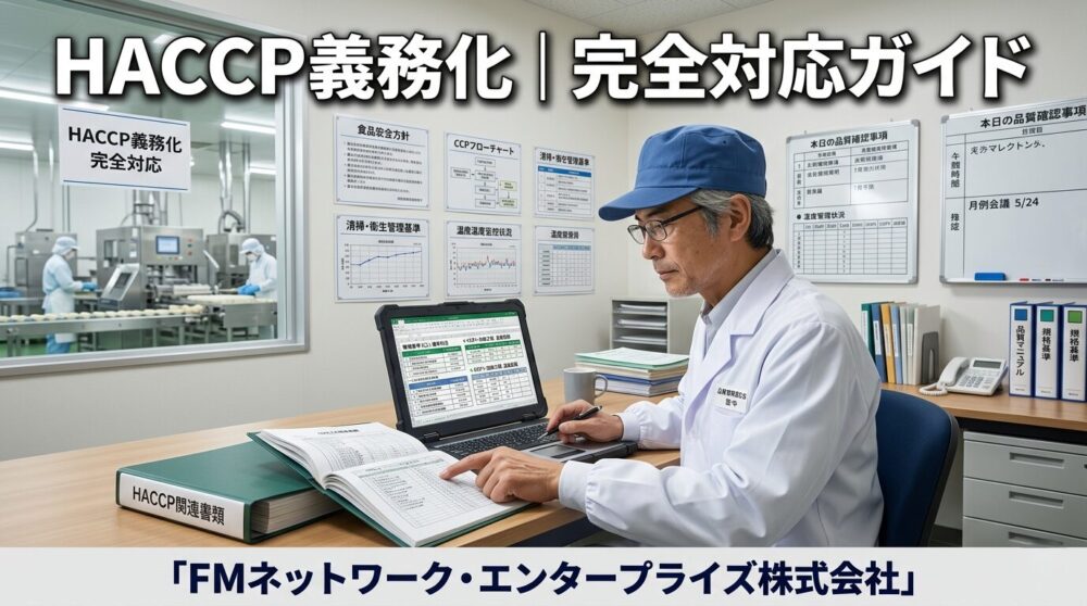 HACCP義務化に対応している食品工場の品質管理担当者が書類を確認している様子