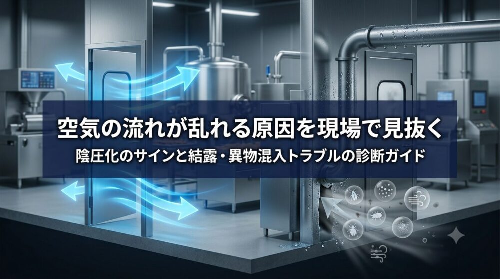 食品工場の空気の流れが乱れる原因を現場で見抜く|陰圧化のサインと結露・異物混入トラブルの診断ガイド