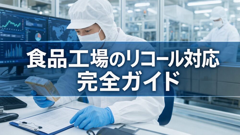 食品工場で品質保証担当者がリコール初動対応とロット追跡を行う様子