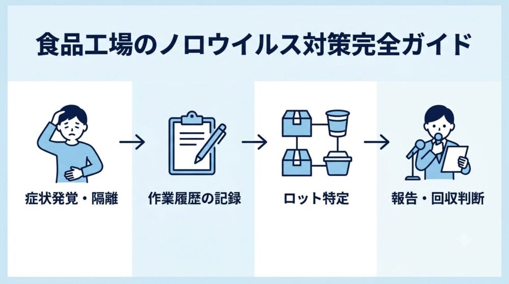 従業員に症状が出てから48時間以内に工場が取るべき初動対応のフローチャート