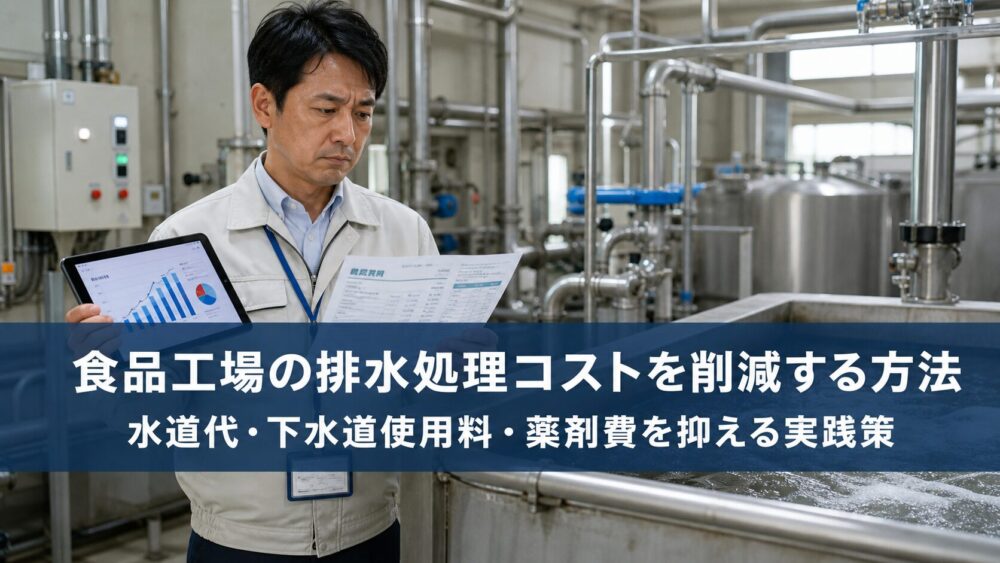 食品工場の排水処理コストを削減する方法を案内するアイキャッチ画像