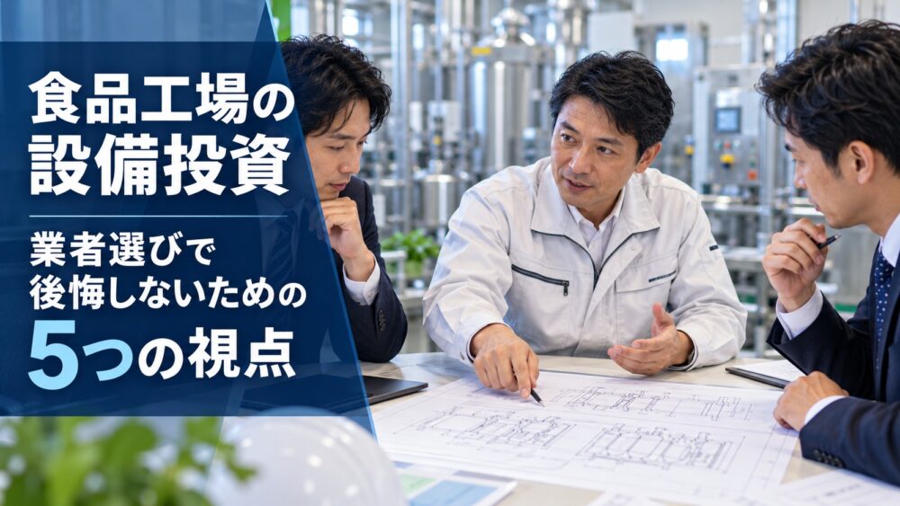 食品工場の設備投資における業者選びの打ち合わせをイメージした写真